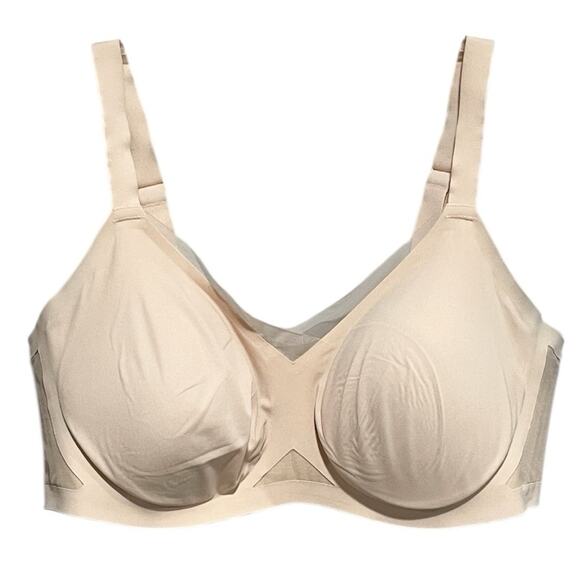 Honeylove Crossover Wireless Bra Size 1X Beige Mesh Comfort Stretch Coverage - Picture 1 of 5